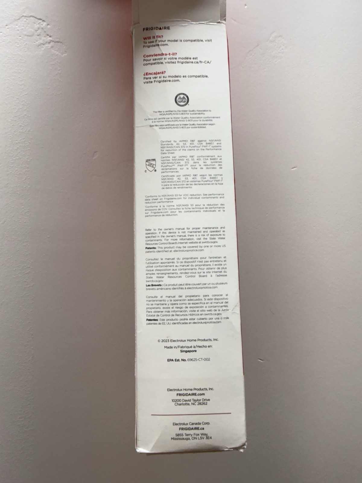 Frigidaire FPPWFU01 PurePour PWF-1Refrigerator Water Filter 1 Count