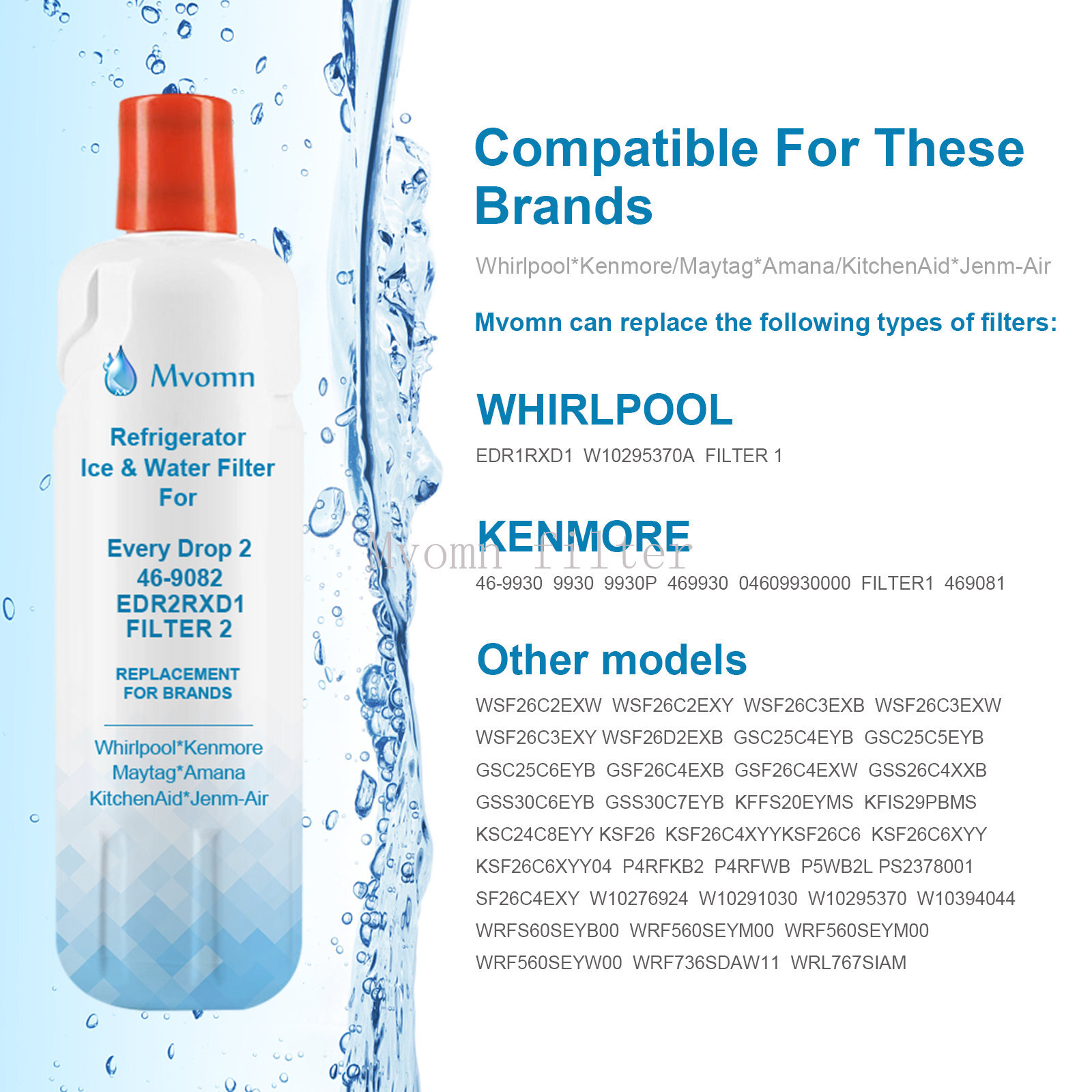 1 Pack Kenmore 9082 Replacement Refrigerator Water Filter for 469082 9903
