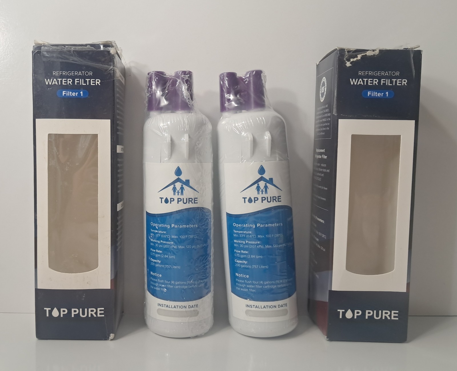 Top Pure Refrigerator Water Filter 1 Two Count Compatible Replacement