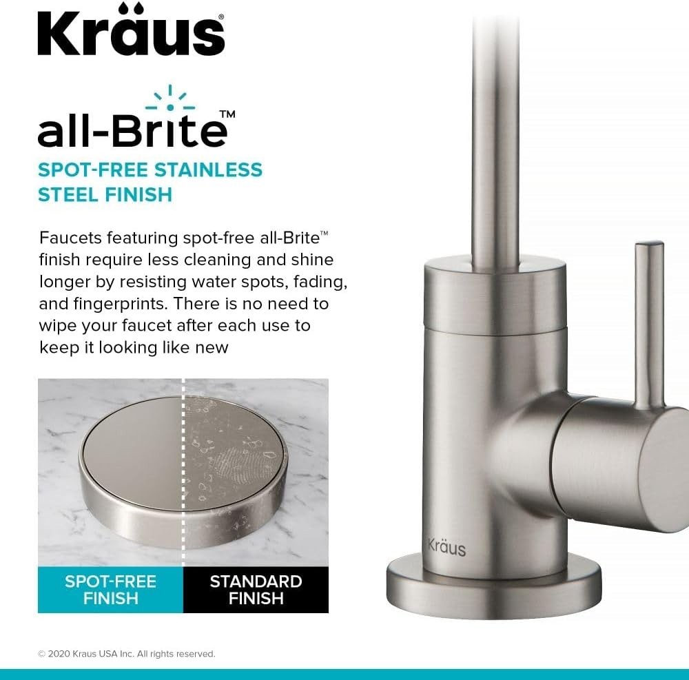 Contemporary 12-Inch Lead-Free Water Filter Faucet in Spot-Free Stainless Steel