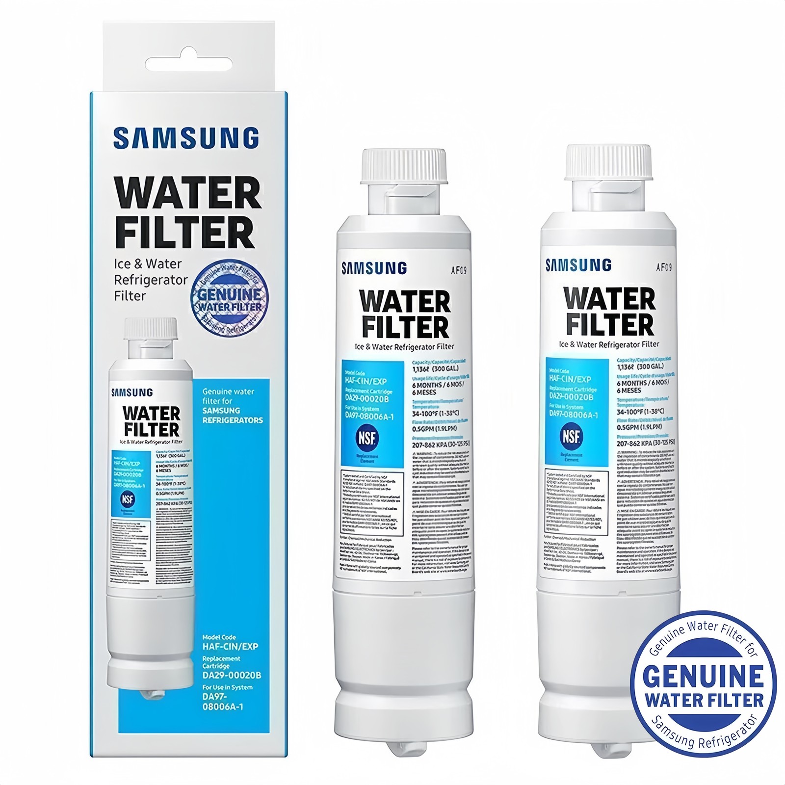 2PACK Genuine Samsung DA29-00020B HAF-CIN/EXP Refrigerator Water Filter US