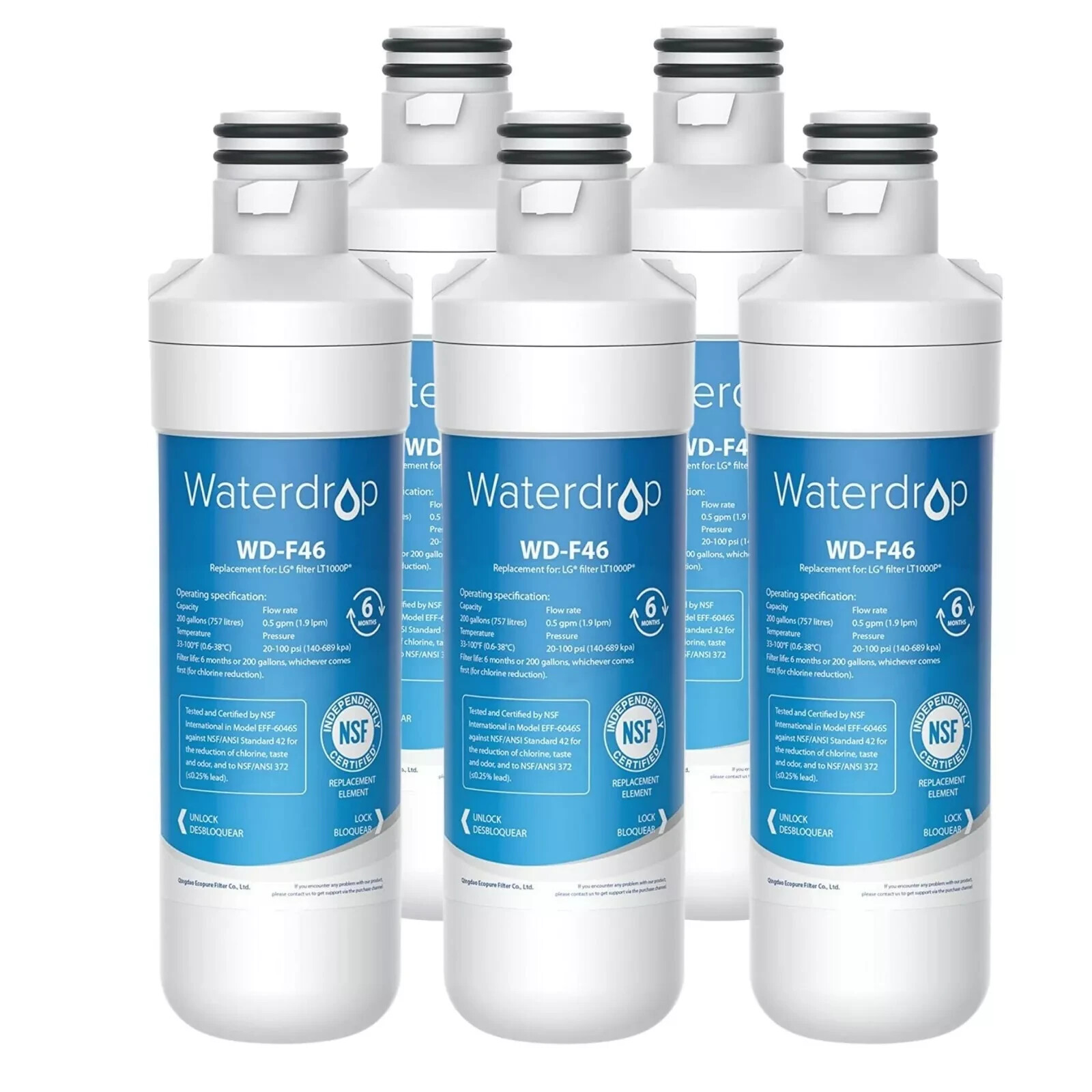 Waterdrop Replacement for LG® LT1000P® ADQ74793501 Refrigerator Water Filter
