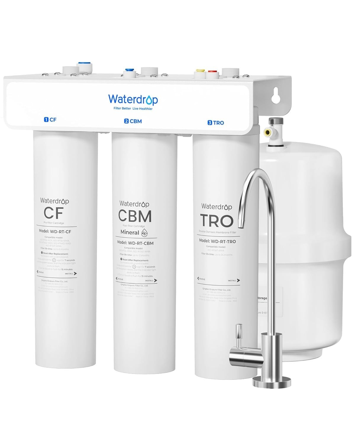Waterdrop T3-T 220 GPD, Remineralization 7-Stage Reverse Osmosis System No Power