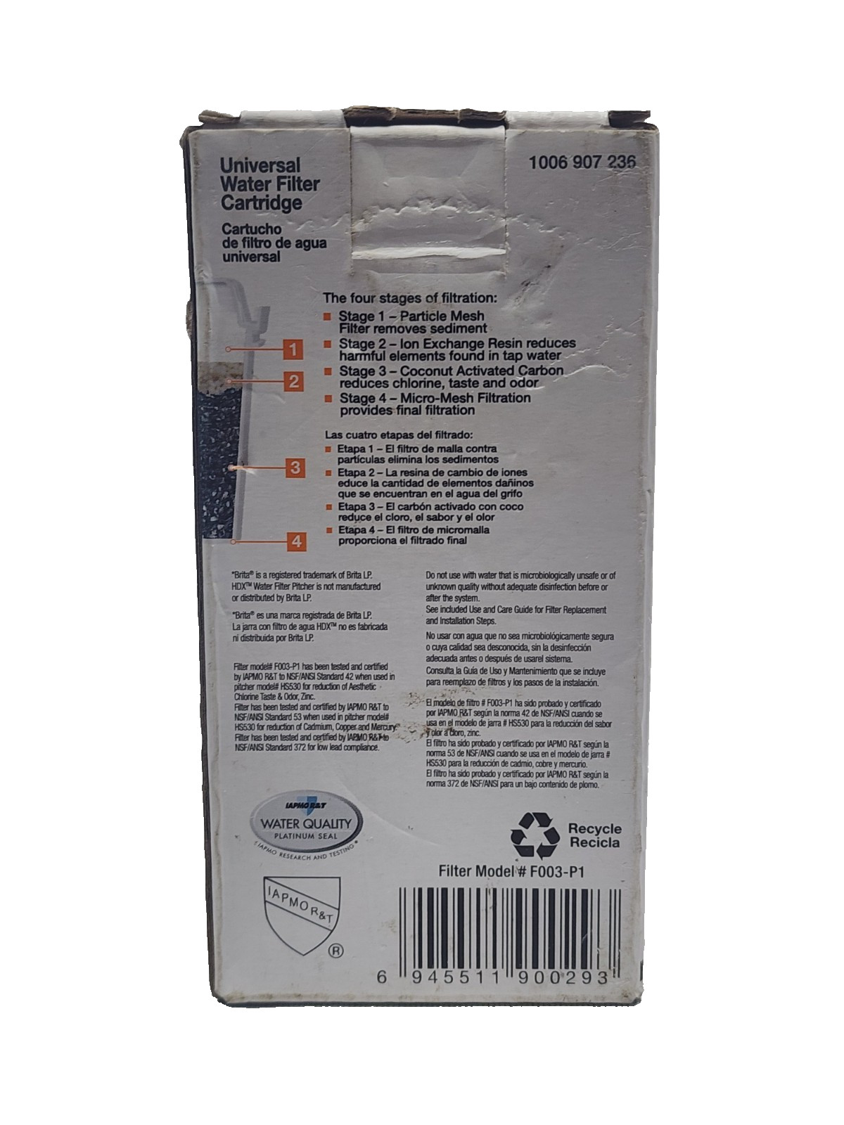 HDX Water Pitcher Replacement Water Filter Cartridges BPA Free