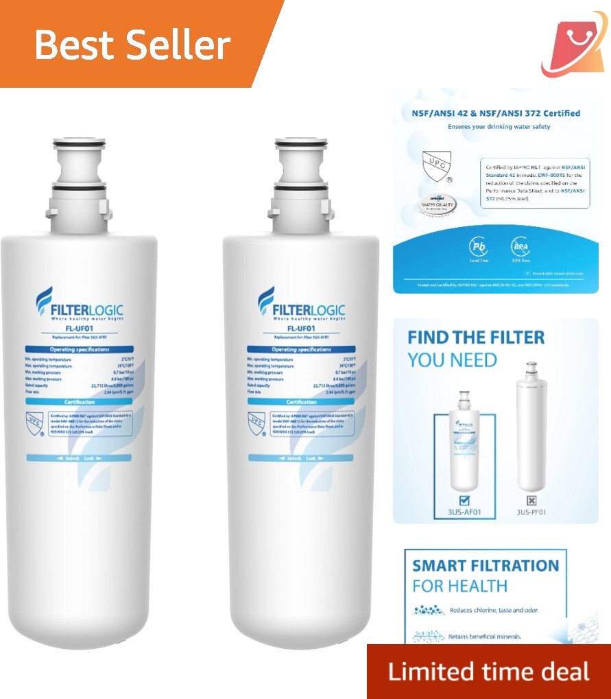 Under Sink Water Filter Lead-Free 2 Count NSF/ANSI 42 Certified Healthy Water
