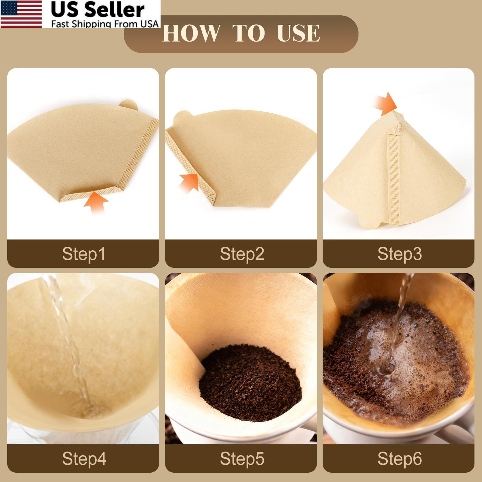 ZYFOTZUN 250 Count #2 Coffee Filters 2-4 Cup, Premiun Unbleached #2, Brown