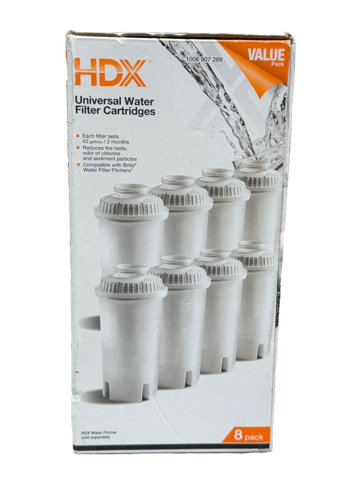 HDX Water Pitcher Replacement Water Filter Cartridges BPA Free 8-Pack