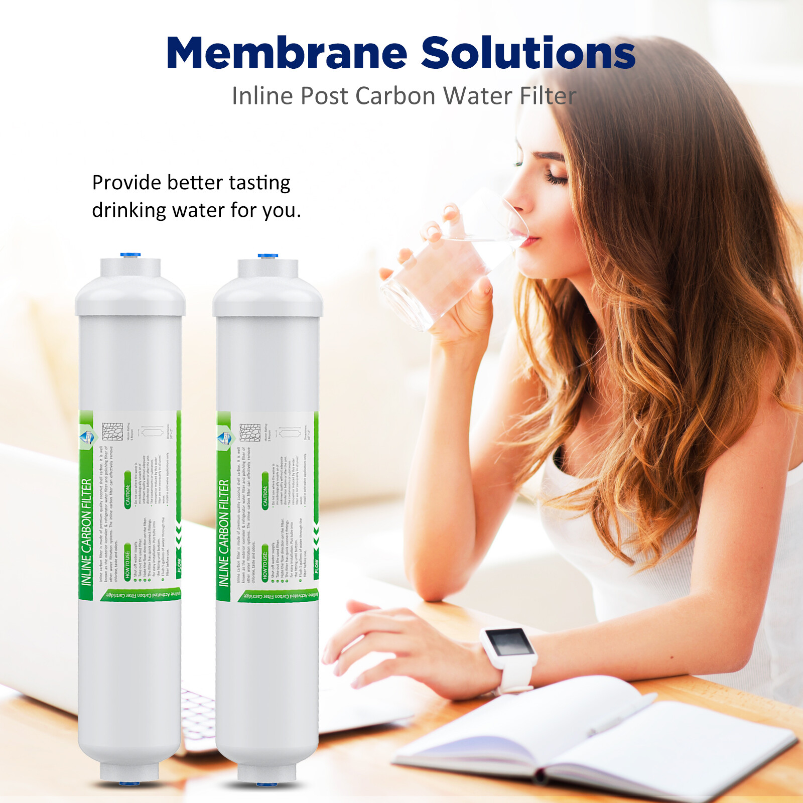1-8 Pack Post Carbon Inline Water Filter 1/4″ Quick Connect QC for Refrigerator
