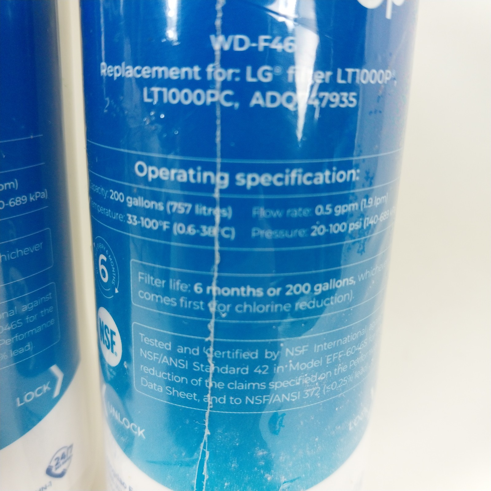 2x Waterdrop WD-F46 Replacement Refrigerator Water Filter LG Filters New Sealed