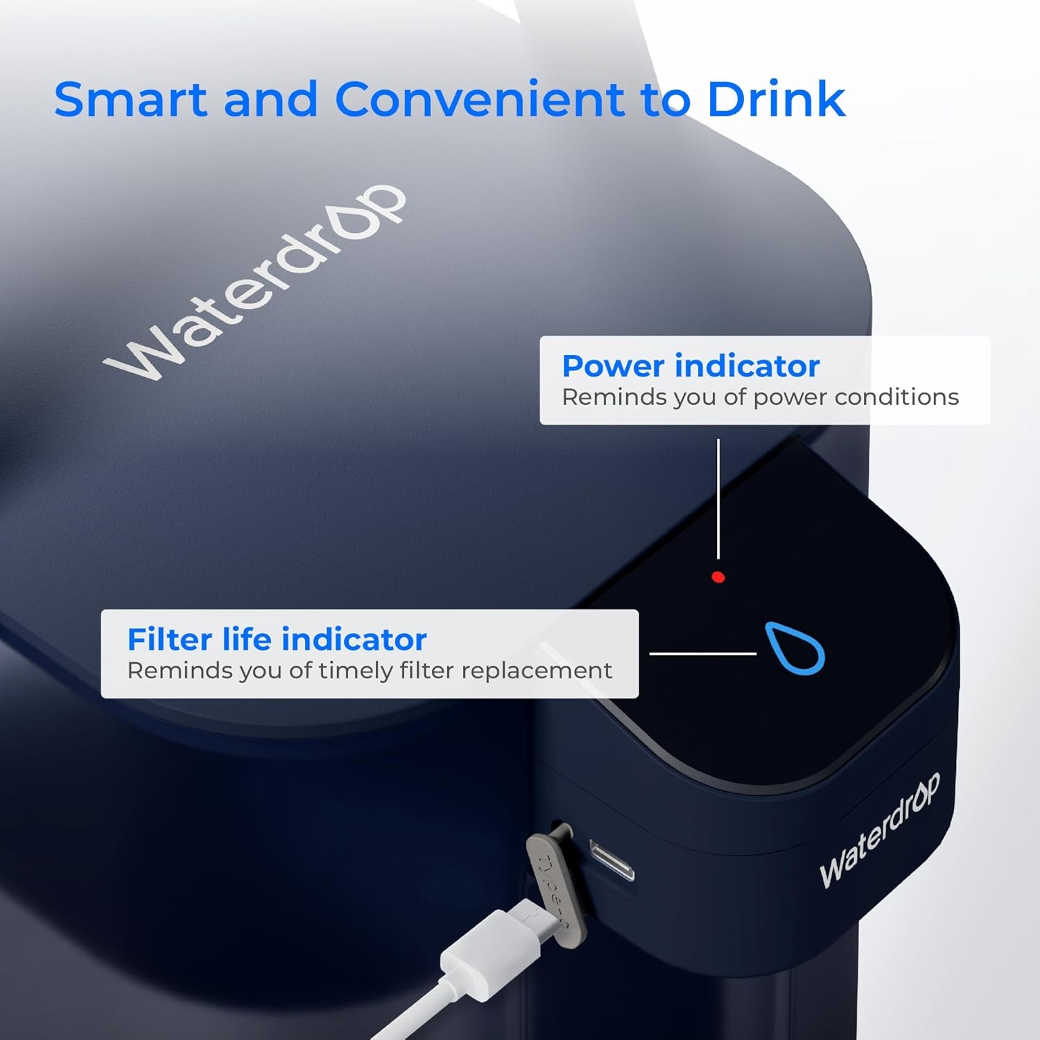Waterdrop Electric Water Filter Pitcher, Dispenser,200-Gallon,with 2 Filter