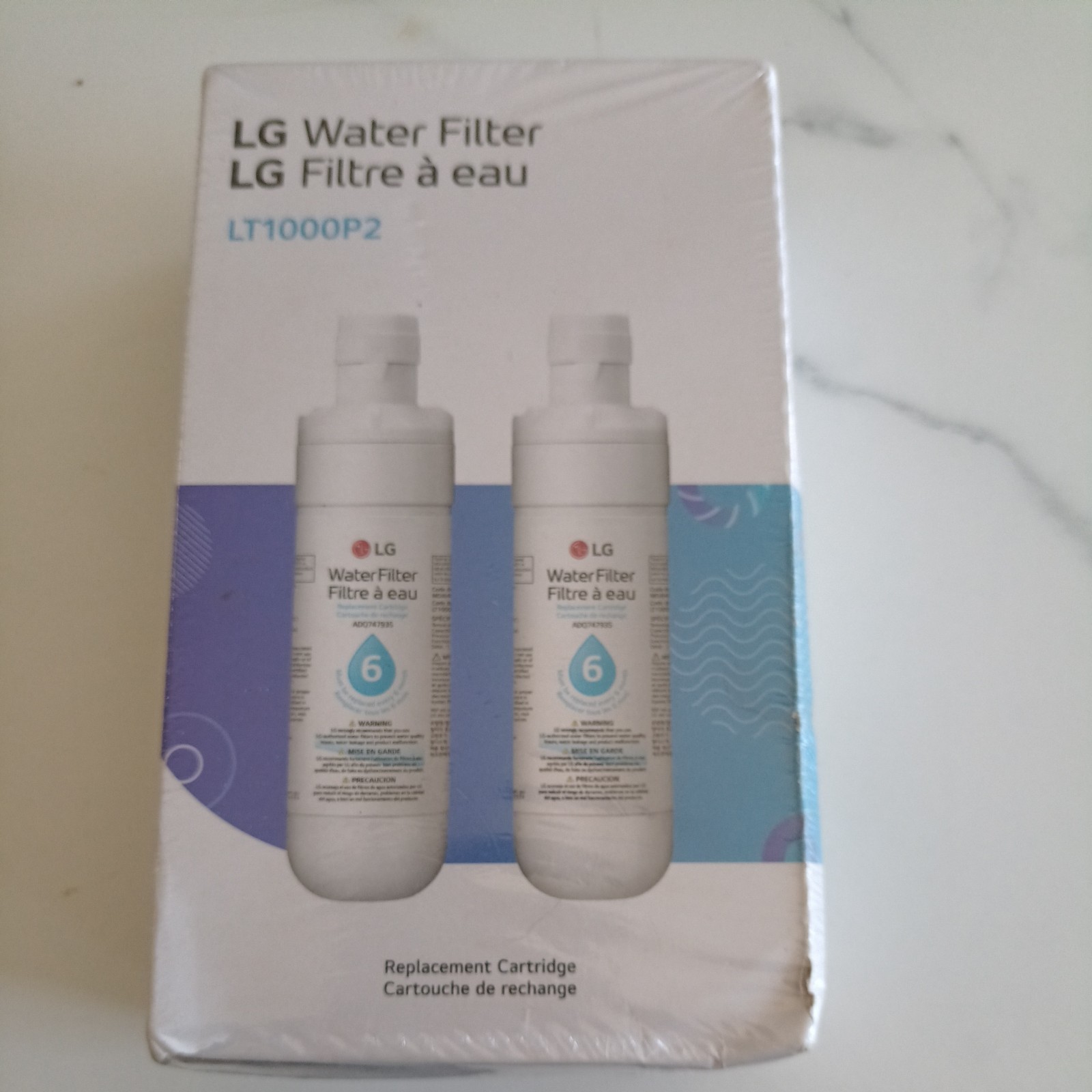 Genuine LG LT1000P2 Refrigerator Water Filter Replacement Cartridge 2 Pack