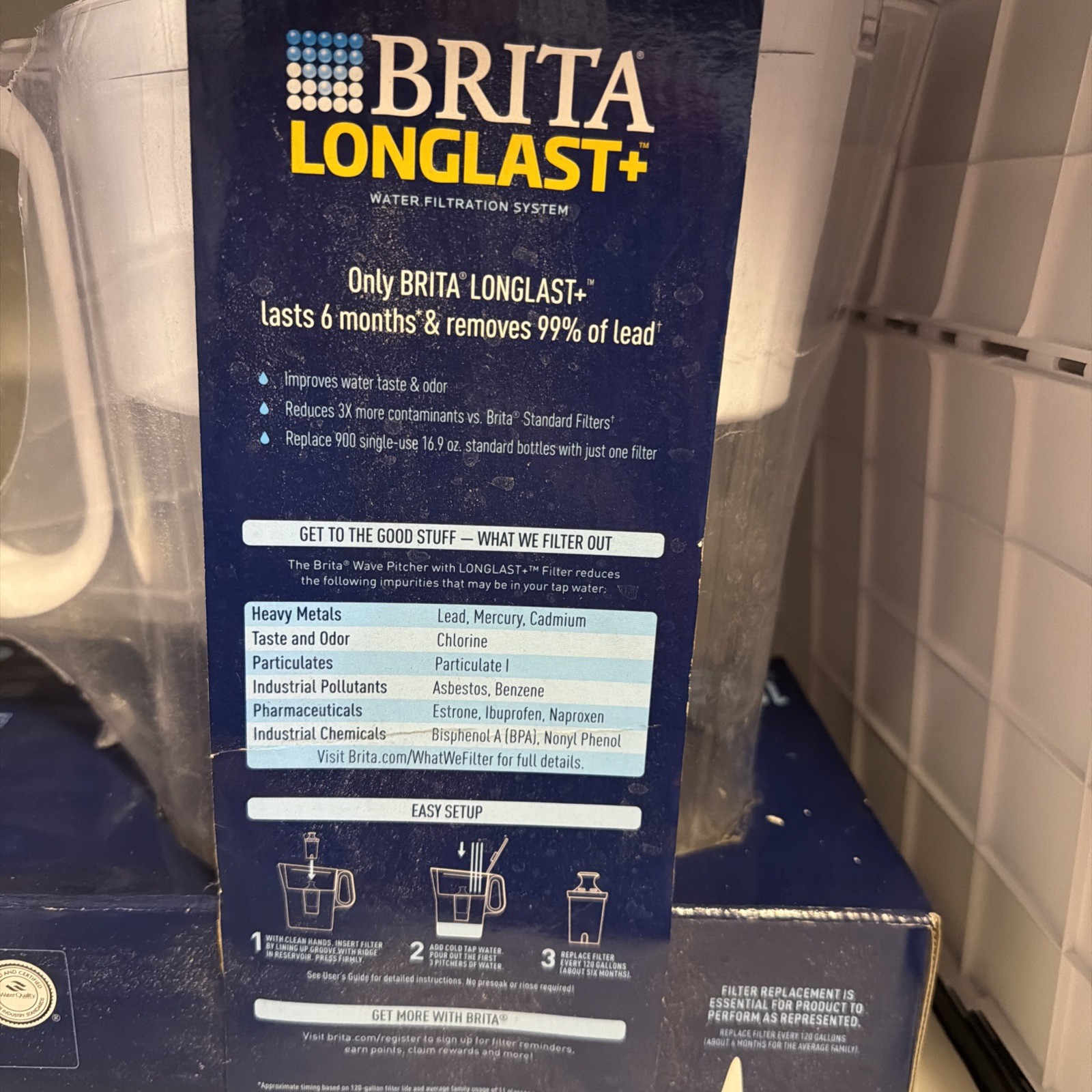 Brita Large 10 Cup Water Pitcher + 2 Elite LongLast+ Filters Last 6 Months Each