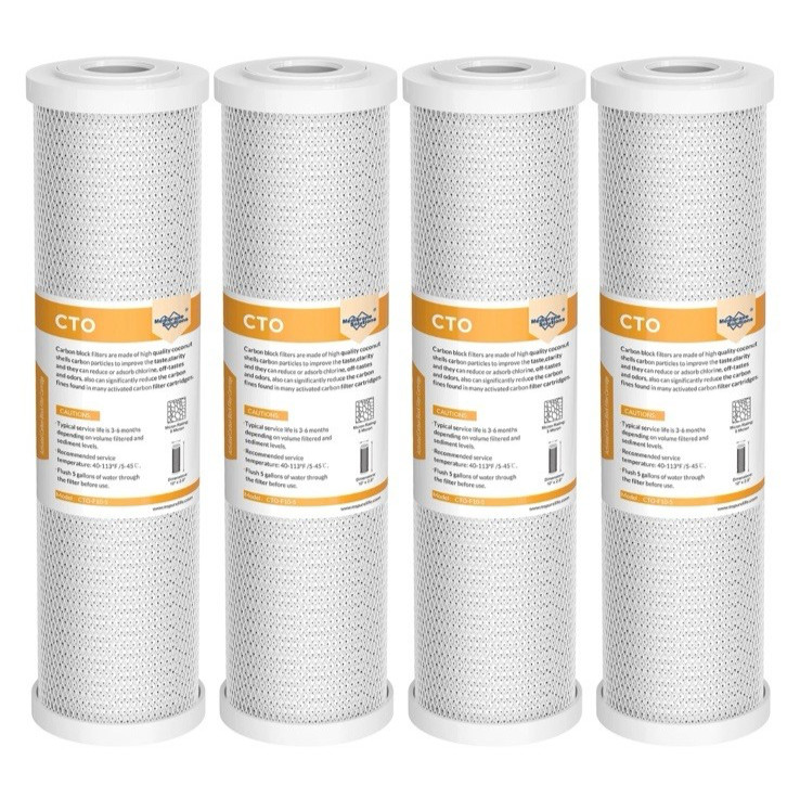 4-Pack CTO Carbon Block Water Filter 10″x2.5″ Replacement for Whole House, New
