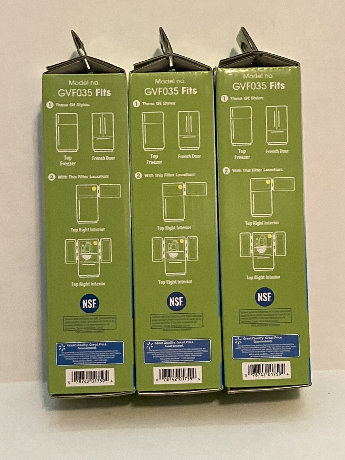 3 Great Value Refrigerator Filter Model No. GE GSWF Replacement for GE Kenmore