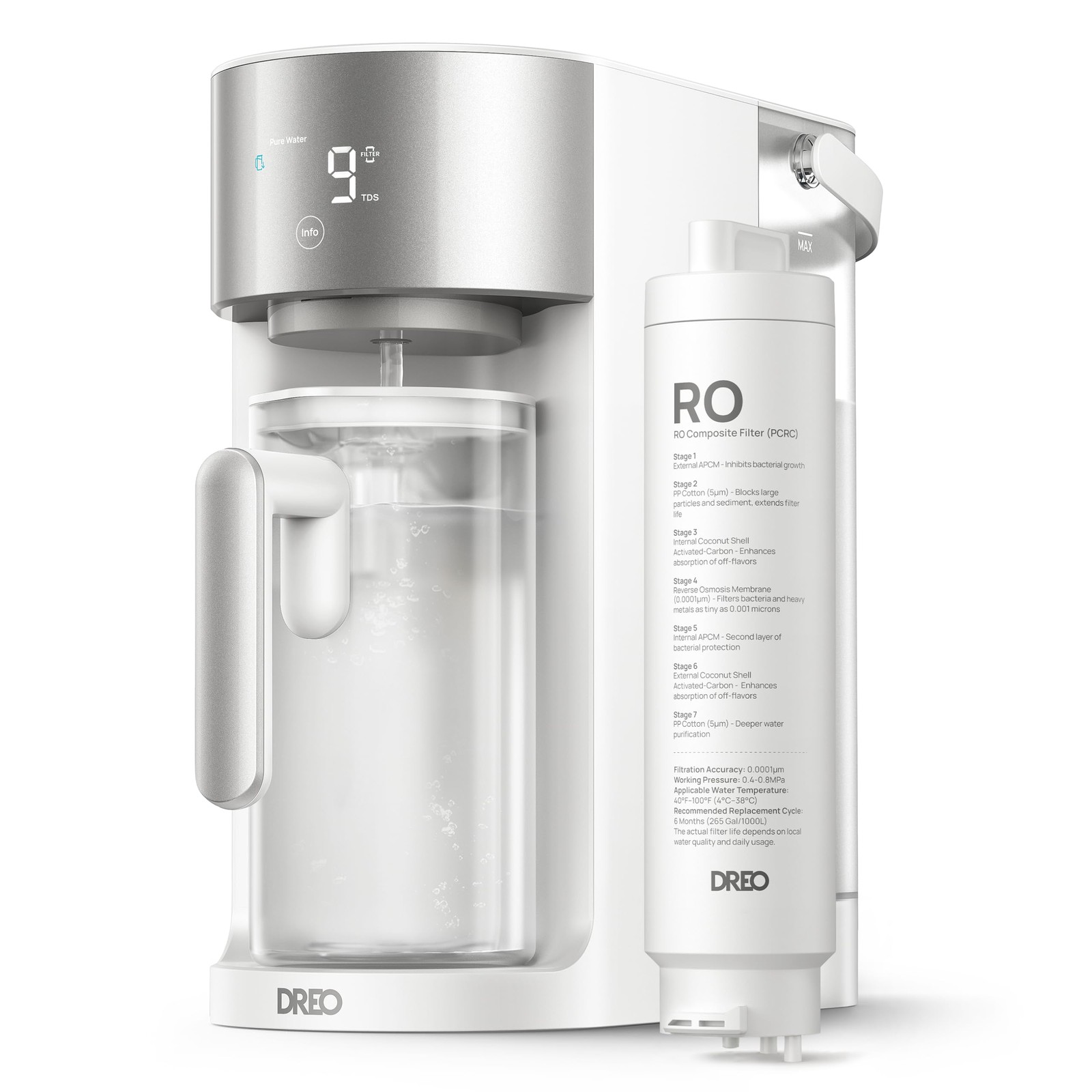 Reverse Osmosis Water Filter Countertop, RO Filtration System, 3:1 Pure to Drain