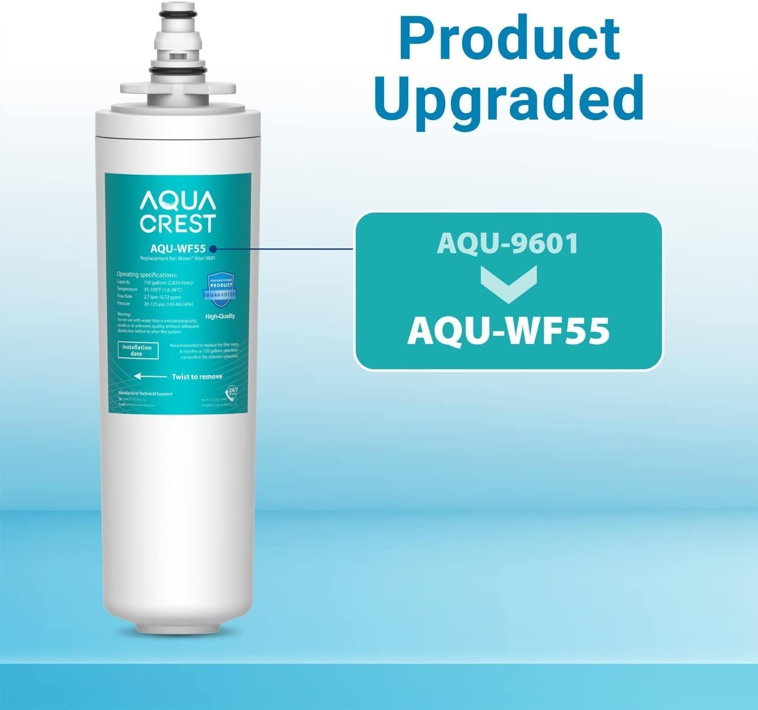 AQUACREST 9601 Water Filter, Replacement for Moen 9601 ChoiceFlo 9600,9602, 9500