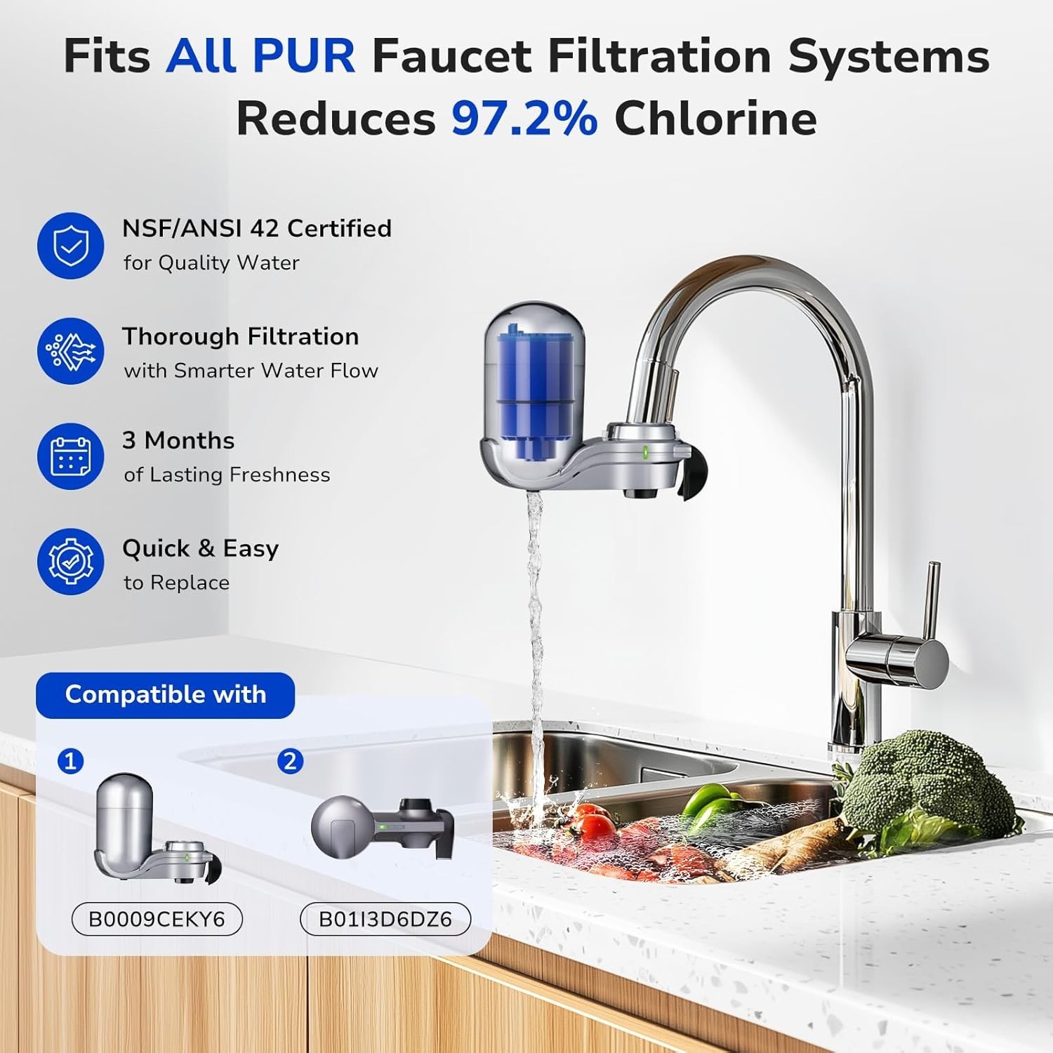 2 Count PUR Water Filter Replacement – Activated Carbon, Improves Taste & Odor
