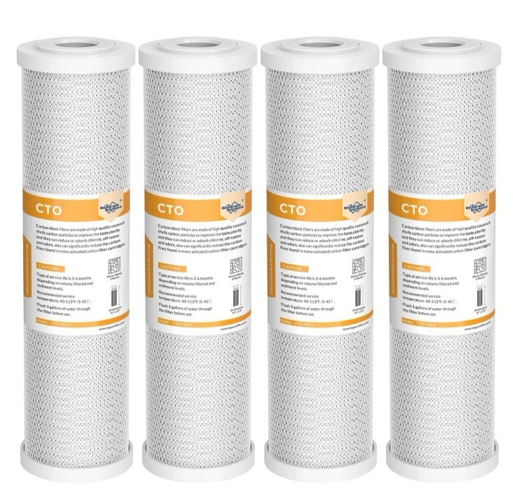 4-Pack CTO Carbon Block Water Filter 10″x2.5″ Replacement for Whole House, New