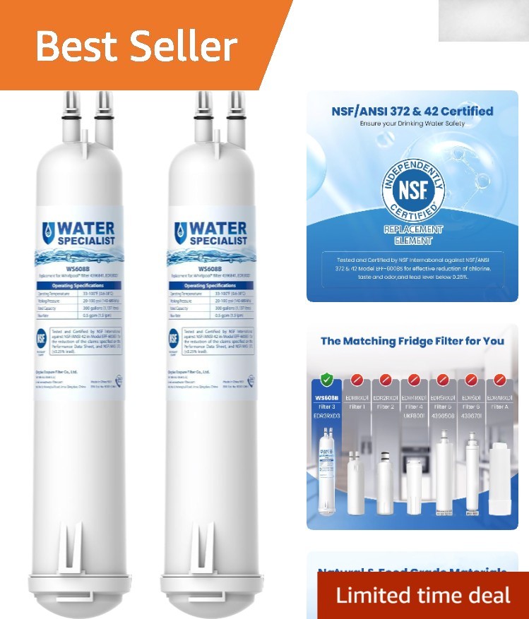 Fast-Flow NSF Certified Refrigerator Water Filters, 2 Count for Superior Taste