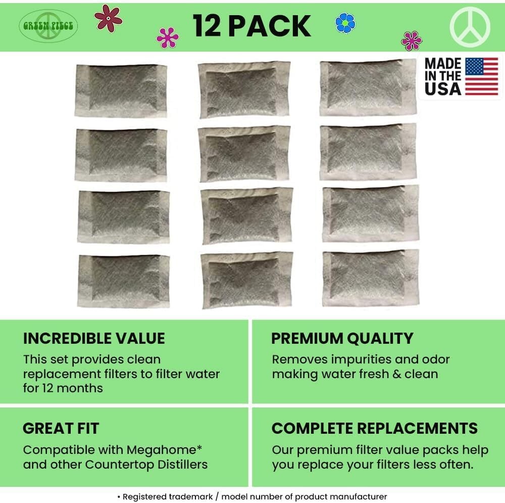 Distiller Filters Activated Charcoal Odor Absorbing 12 Pack for Countertop Di…