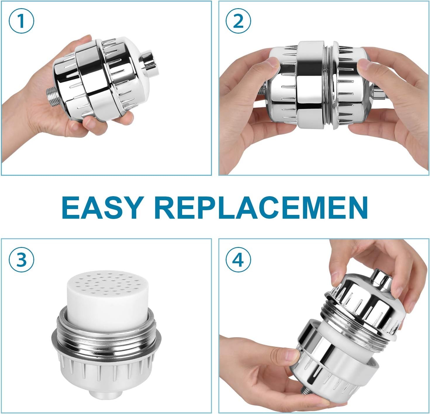 2 Pack 15 Stages Replacement Filters Hard Water Remove Chlorine & Harmful