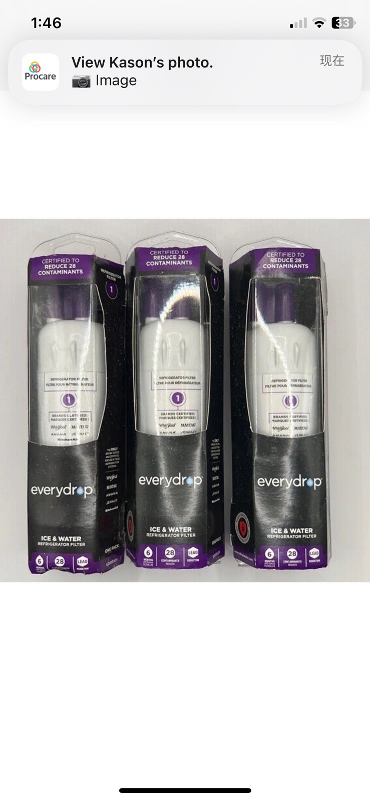 3x everydrop Ice & Water Refrigerator Filter (Lot of 3) New/Sealed