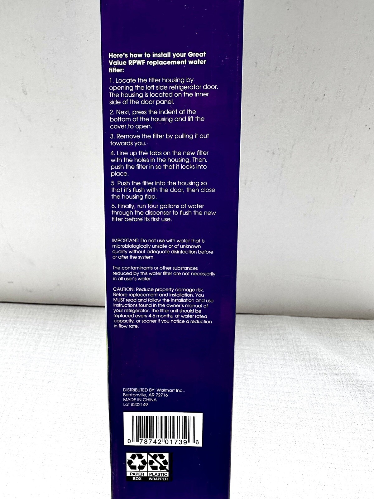 Great Value Refrigerator Water Filter Replaces Ge Model RPWF 6months 300 gallons