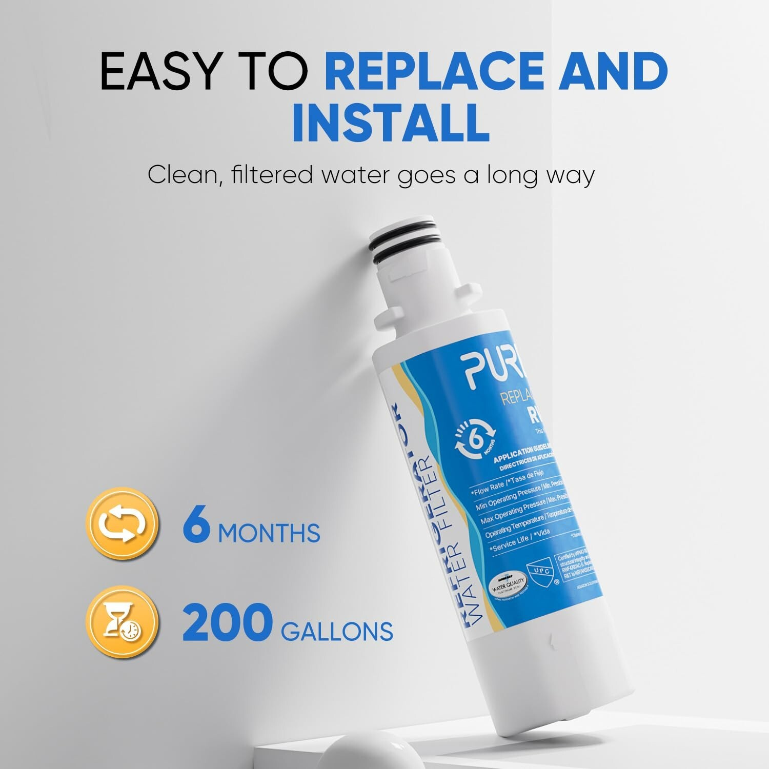 PUREPLUS RWF4700AB Fit for LT1000P Water Filter & Air Filter AF004 3 Pack