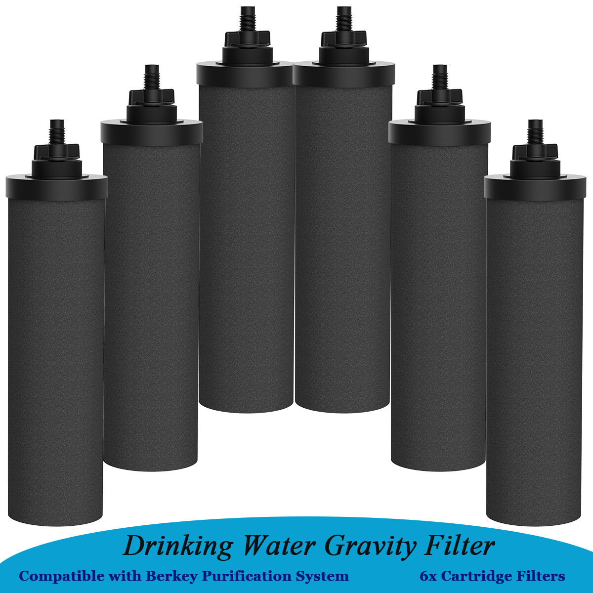 Black Filters Replacement 6pcs,Compatible with Berkey2-9BB Gravity Filter System