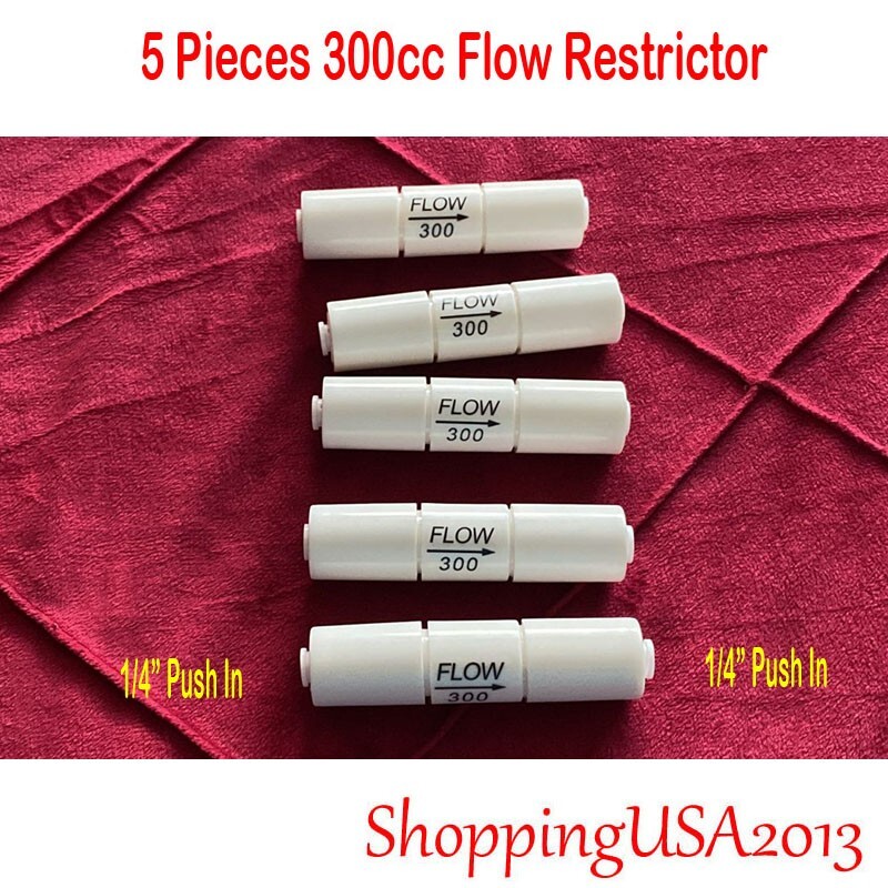 5 Pcs 300 ML Flow Restrictor Push In Quick Connect Under Sink RO Water Filter