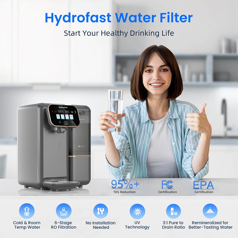 Hydrofast C100 Water Filters & 41-100.4°F Countertop Reverse Osmosis System,