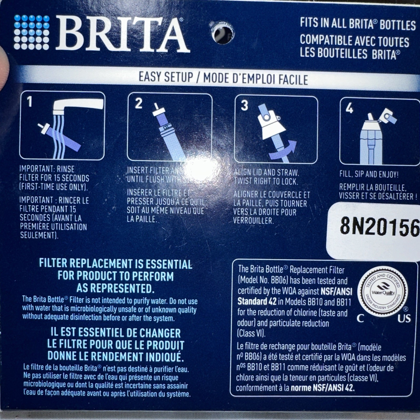 Set of 2 Brita Premium Water Bottle Replacement Filters 2 Count 40 gallons NIB