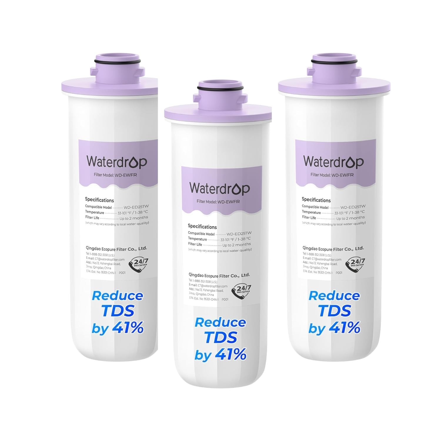 Waterdrop EWFR Replacement for ED25TW Electric Dispenser Water Filter, 3 Pack