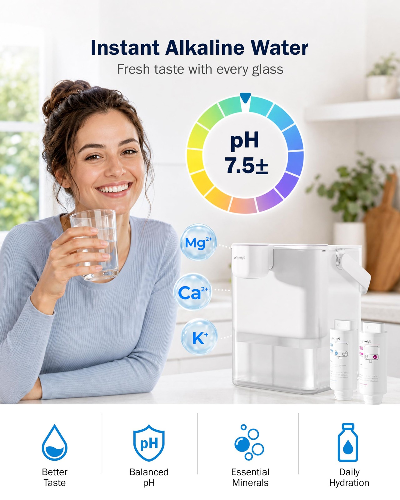 New Best Frizzlife MD40 Alkaline Electric Water Filter Dispenser with 2 Filters