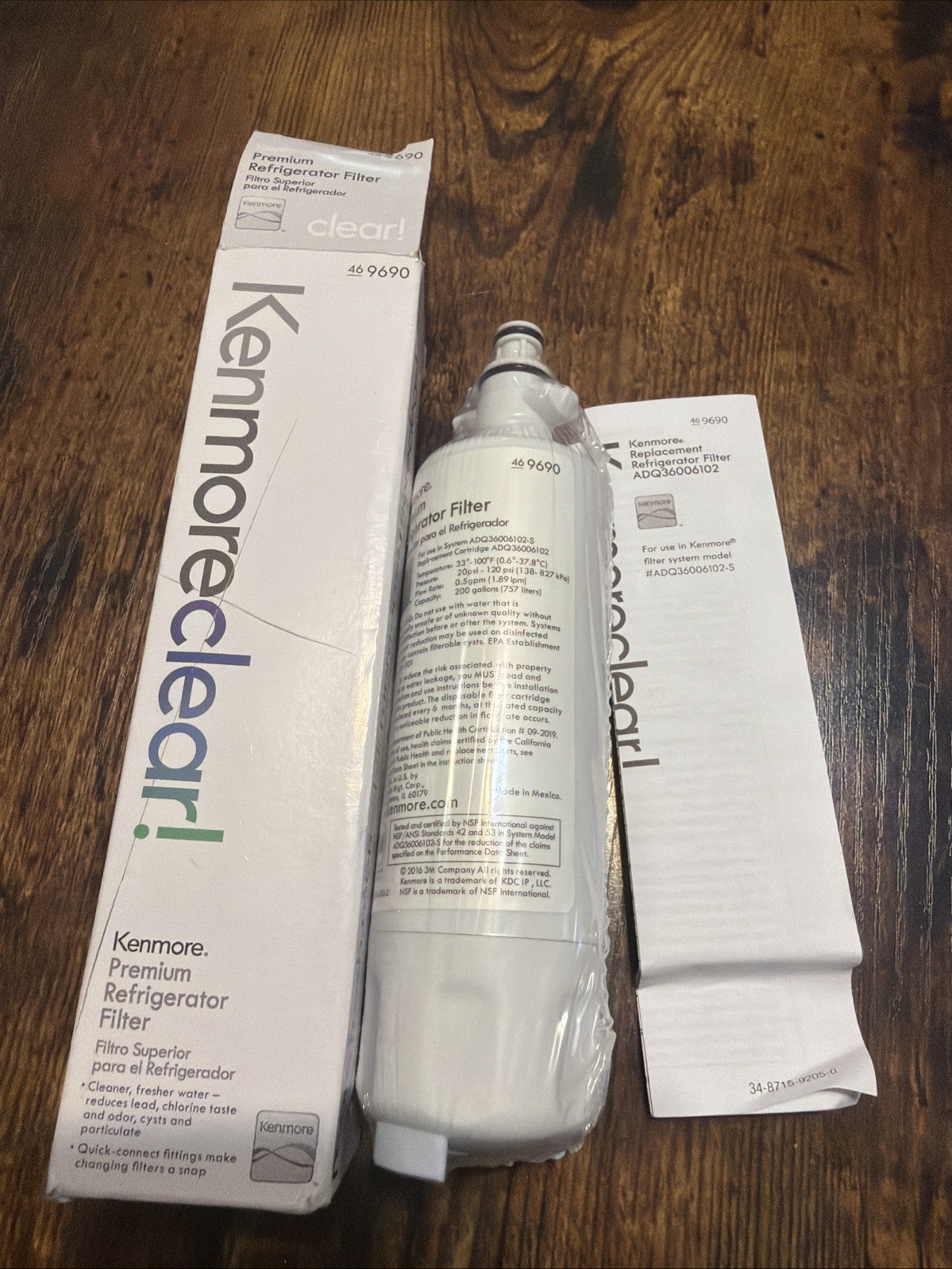 New 2 pcs Kenmore 46-9690 Refrigerator Water Filter KenmoreClear ADQ36006102