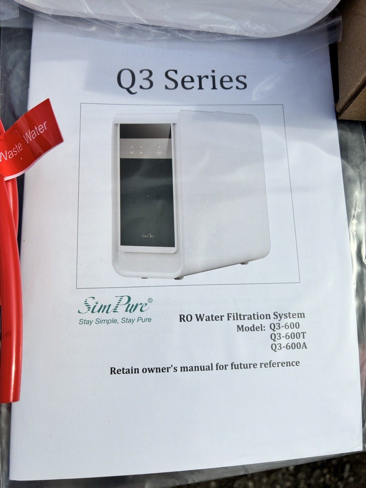 New. SimPure Q3-600T 600GPD 8-Stage Tankless RO System