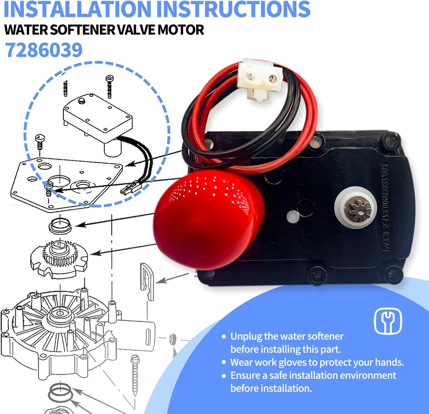 Water Softener Valve Motor Replacement for Various Models with Screws