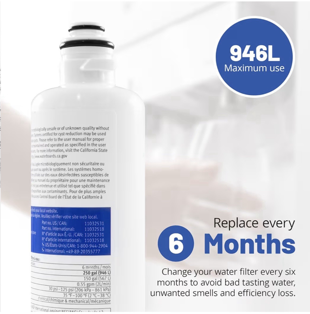 Bosch Ultra Clarity Pro Refrigerator Water Filter – White (BORPLFTR50)💧Sealed