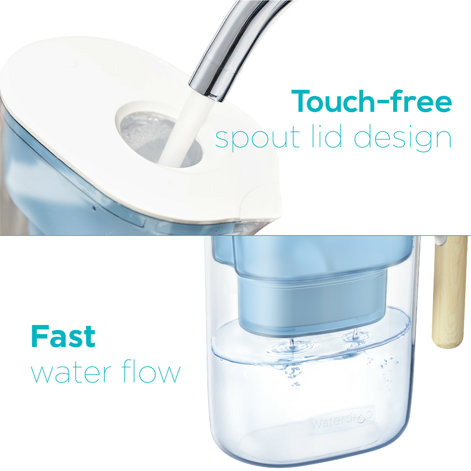 Water Filter Pitcher with 1 Filter , BPA Free, 10-Cup Blue/White