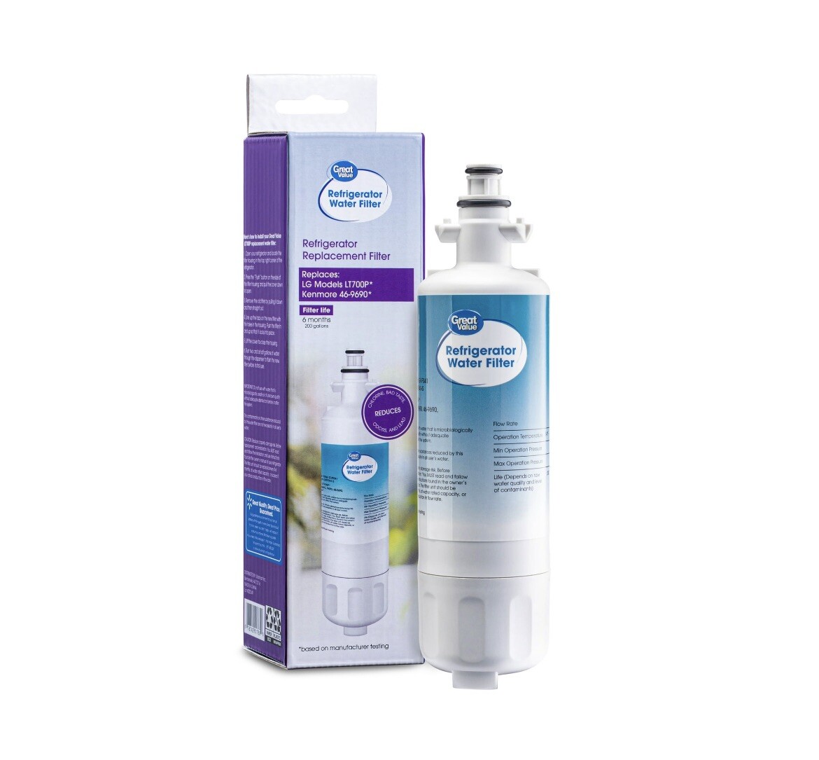 Great Value Refrigerator Water Filter for LG Models LT700P / Kenmore 46-9690