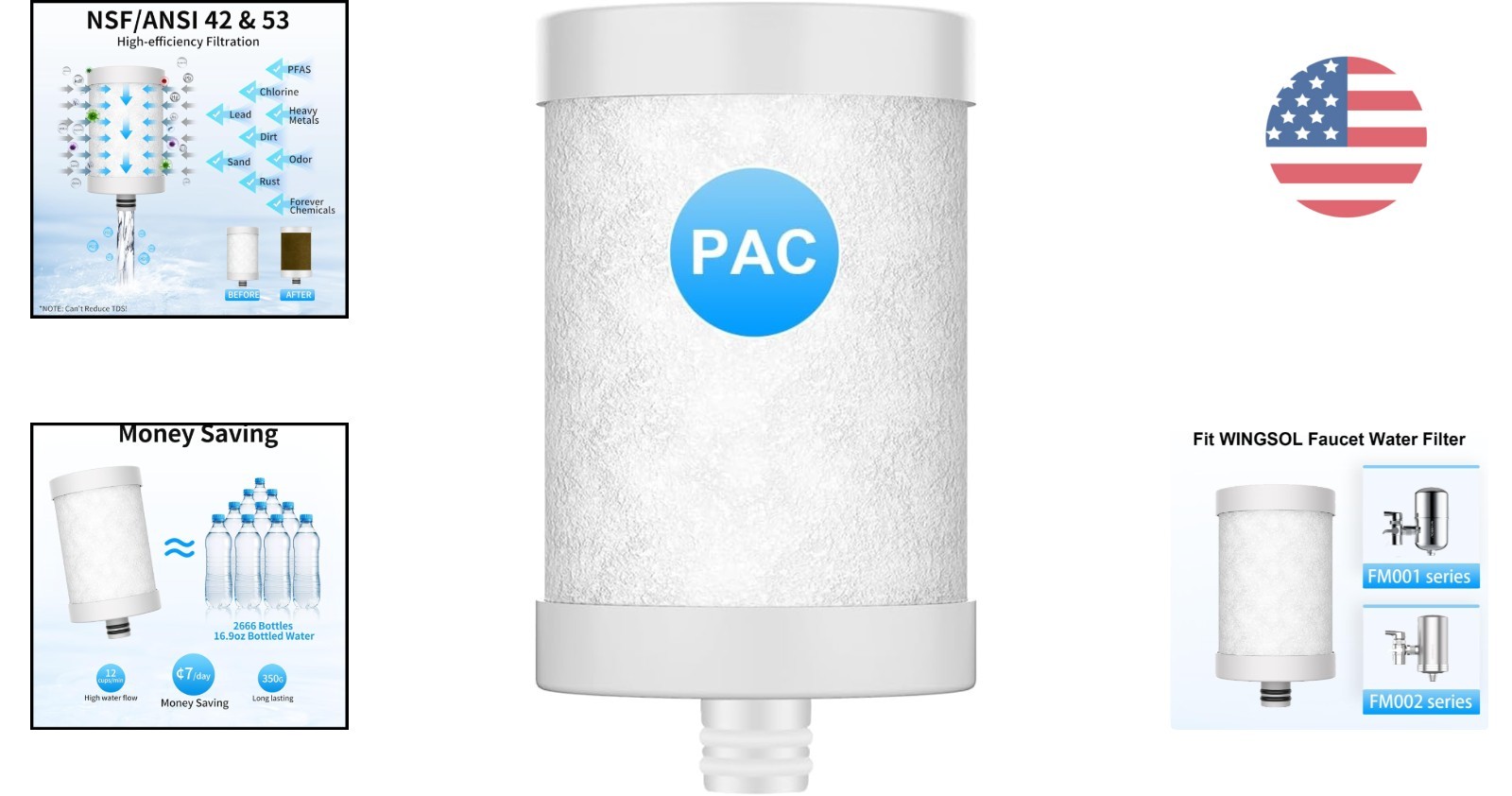 Carbon Fiber Replacement Filter Cartridge for WS-FM001 & WS-FM002 – 1 Pack