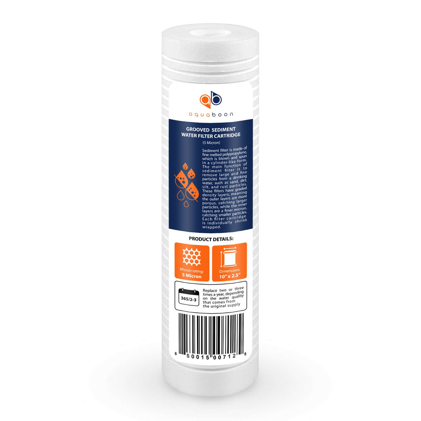 Grooved Sediment Water Filter 5 Micron 10″ x 2.5″ size 50 PACK by Aquaboon