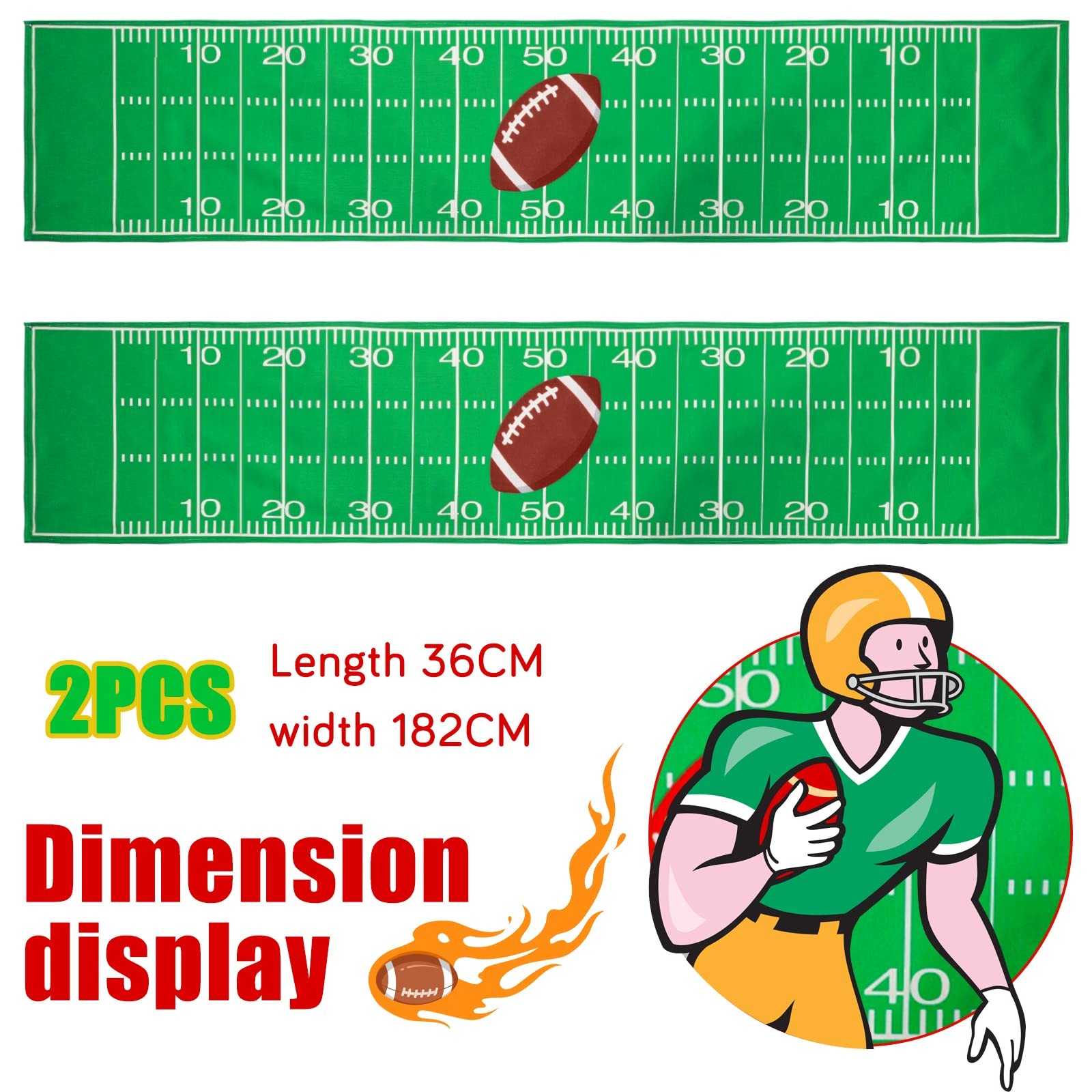 Tegeme 2 Pcs Football Table Runner Party 14 x 72 inch, Multi Color