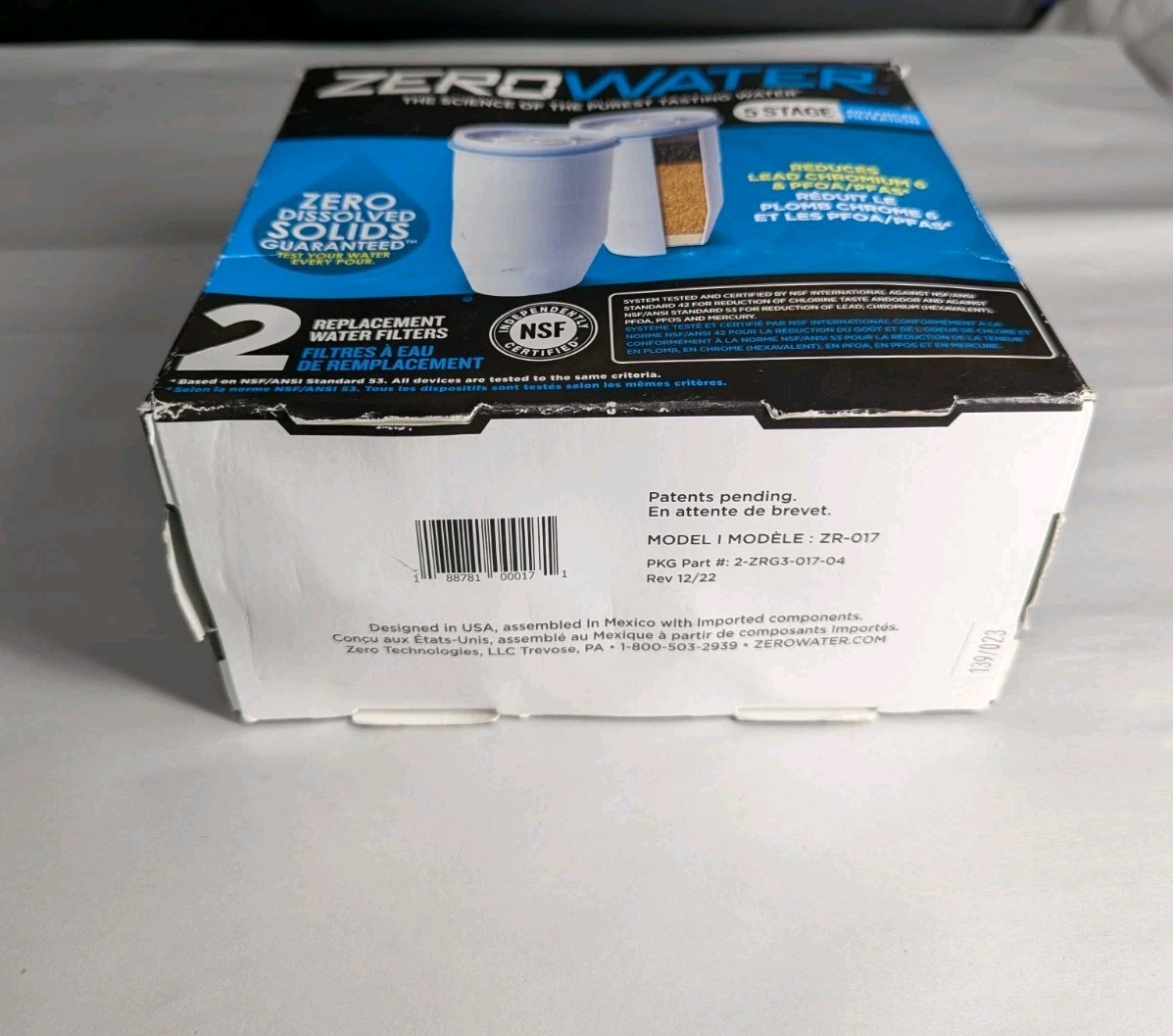 Zero Water 5 Stage Advanced Filtration 2 Pack Replacement Water Filters ZR-017