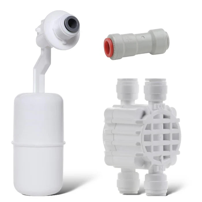 LiquaGen RO Auto Shut Off Kit Float Valve Check Valve 1/4 Quick Connect