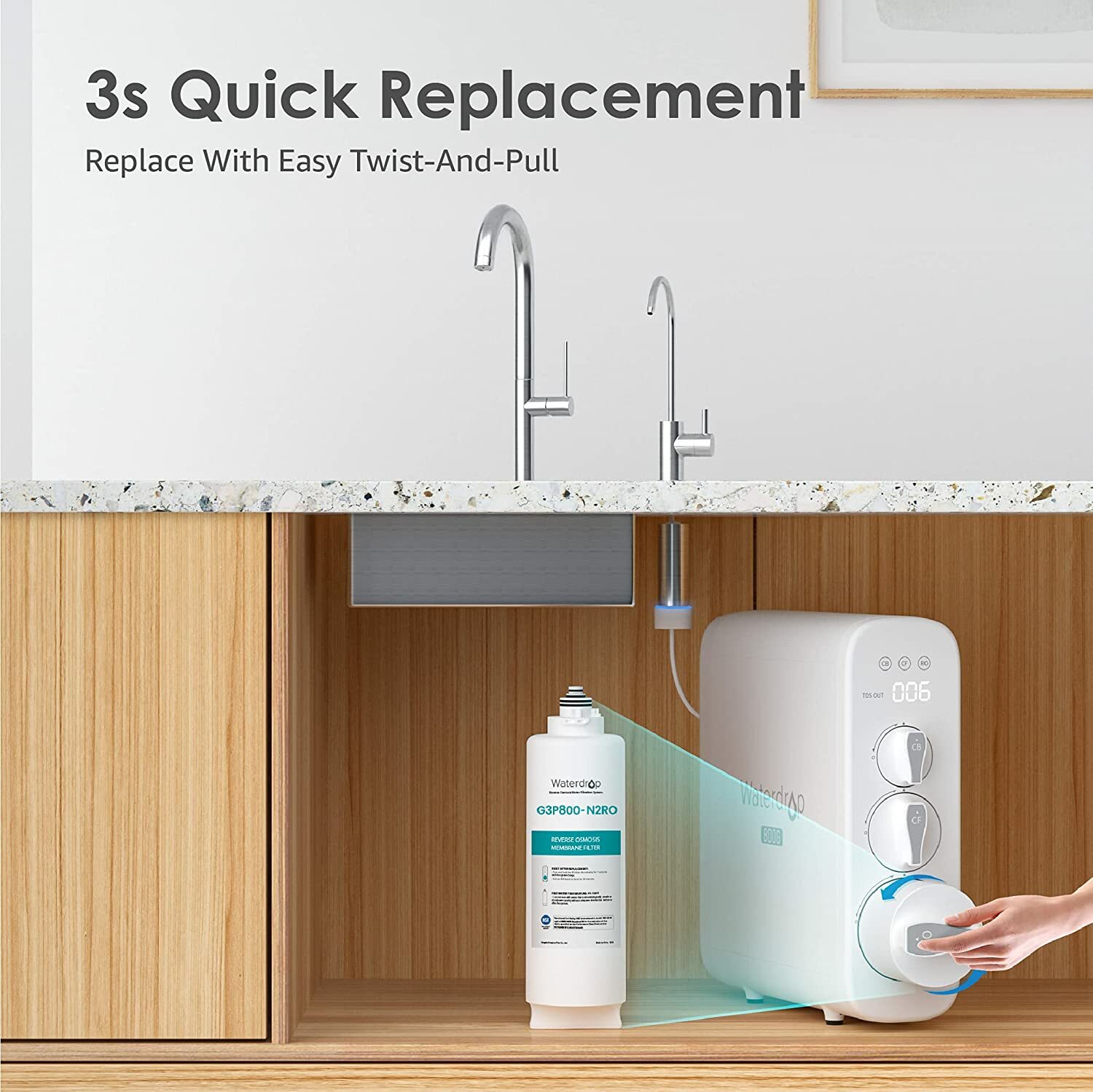 Waterdrop WD-G3P800-N2RO Filter, for WD-G3P800-W Reverse Osmosis System