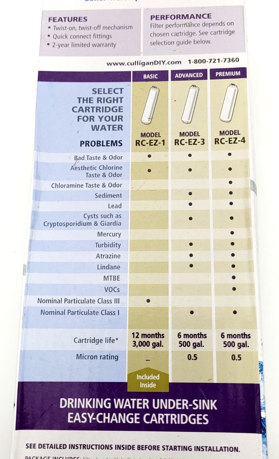 Culligan1C-EZ-1 Icemaker & Refrigerator Easy-Change Basic Filter System