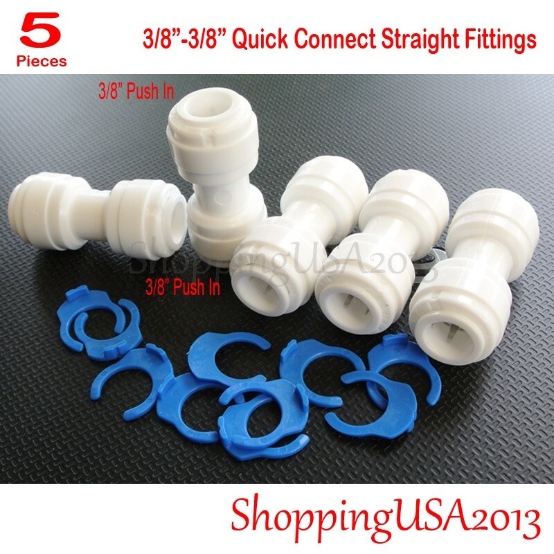 5 X 3/8-3/8 Quick Connect Straight Fitting Connection Push In Water Filter Ro