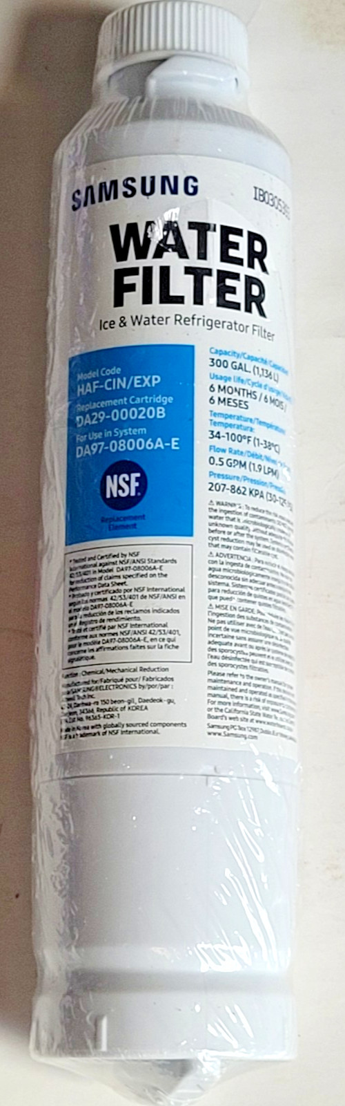 Samsung DA29-00020B HAF-CIN/EXP Refrigerator Fresh Water Filter Cartridge No Box