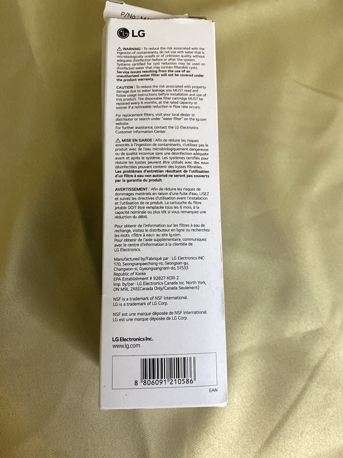 1 Pack Genuine LG LT1000P/PC/PCS Refrigerator Water Filter New